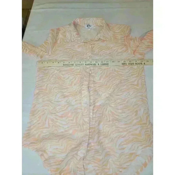 Princess Polly Womens Top Size 2 Sheer Orange Zebra Print Button Retro - Picture 9 of 14
